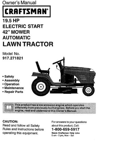 craftsman lawn tractors manuals online
