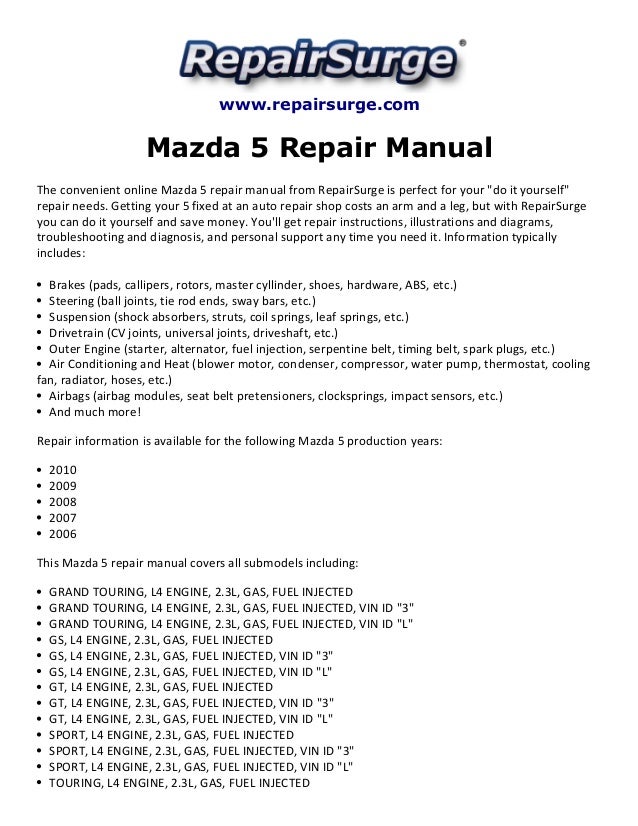 2006 mazda 6 parts manual