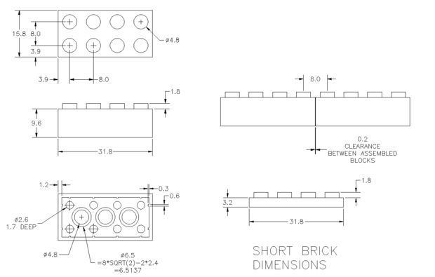 lego brick instructions dimensions
