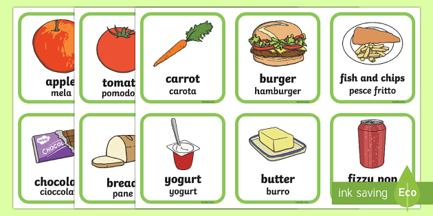 healthy and unhealthy food flashcards pdf